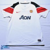 2010-2011 Manchester United FC away football shirt #17 Nani signed - Nike / AON. Size XLB, white,