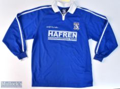Cardiff City FC 'Cardiff City Ladies' embroidered home football shirt in blue, Hafren-Roofing,