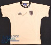 England FC home football shirt 1999-2000, size 152-158 cm, Umbro, white with an unknown signature on