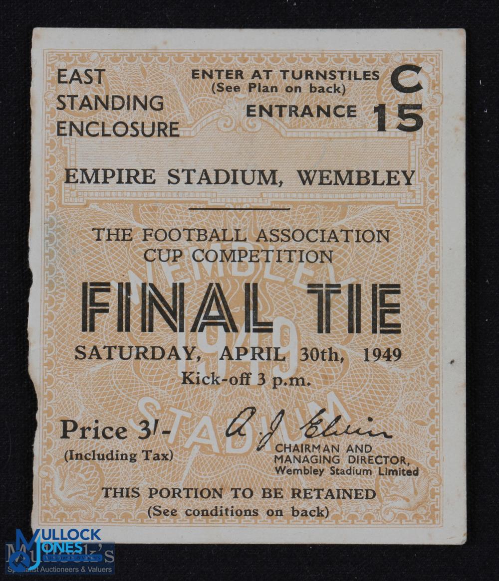 Ticket: 1949 FAC final match ticket; slight uneven edge