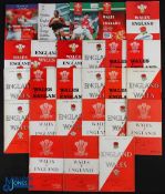 1954-2001 Wales & England Rugby Programmes (26): All there from 1954 to 1976 EXCEPT 56, 61, 62,