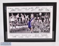 Manchester United Memories Autographed display featuring a montage of players and managers to centre