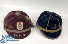 Sporting & Football Caps To include 1907 MIJ, 1928-29 LH Red Rose with tassels (2)