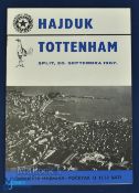 1967/68 European Cup Winners Cup Hajduk Split v Tottenham Hotspur 20 September 1967 match programme: