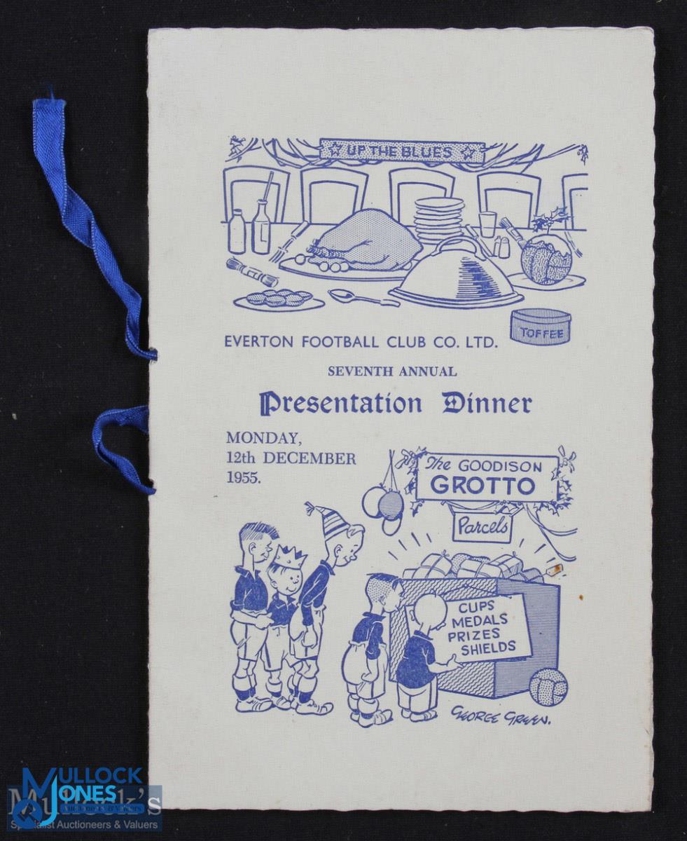 1955 Everton Presentation Dinner Menu 12 December 1955 held at the "Bellefield" West Derby,