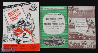 1954 Football League v Irish Football League (at Liverpool), 1956 League of Ireland v Football