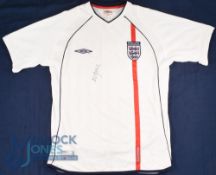 England FC home football shirt 2001-2003, Size M, Umbro, white, good condition with an unknown