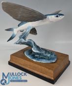 Royal Worcester Figurine of a Flying Fish limited edition of 300 modelled by R Van Ruyckevelt, on