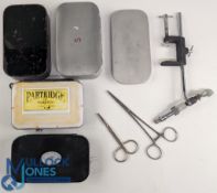 Fly Fishing Accessories - Vintage black Japan patent fly box with 10x hinged celluloid lids over