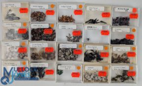20x boxes of Assorted Fishing Nymph Flies, retail old shop stock of chomper white, corixa twinkle,