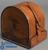 Hardy Bros Alnwick burgundy baize lined block leather reel case internally measures 4 ½
