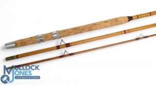 Allcock 11' 3-piece whole and split cane coarse fishing rod, lightly restored, ceramic butt and
