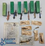 Percy Wadham artificial baits selection (15) features boxed examples with notes 'hand painted by