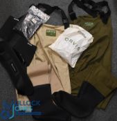 Pair of Orvis green chest waders size Medium, with adjustable braces, little use, plus pair of
