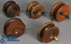 Collection of 5x Nottingham spine back reels a 3