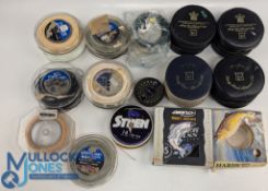 4x Hardy Fishing Reel Cases, with a mixed selection of fly lines, Hardy included, plus a spare spool
