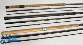 Bruce & Walker 13' 3 piece carbon match rod, black whipped guides, textured rubber grip with sliding