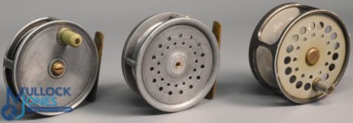 3x Various Alloy fly reels - features a M.C. Thorburn maker Edinburgh 3 ½