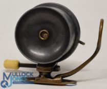 Scarce Malloch Erskine geared multiplier side casting reel, 3 ¼