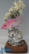 Worcester Royal Porcelain Model of a Squirrel Fish, on stand #29cm tall, No.40 in 1961 by R Van