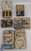 5x Victorian black japanned fly and lure boxes a Malloch 7x4