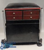 Original Boss Fishing Tackle Seat Box c1980-90, wood and aluminium, shoulder strap, 4 adjustable