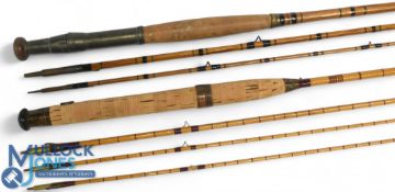 J Bernard Pall Mall London 9ft 3pc split cane trout fly rod with spare tip, recent full