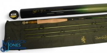 A fine Wychwood River & Stream Euro Nymph carbon trout fly rod, 10ft 4pc line 3#, alloy double