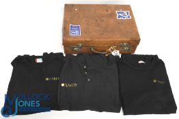 Leather Suitcase of Hardy T Shirts, Fishing Floats, the case is with embossed initials of E A