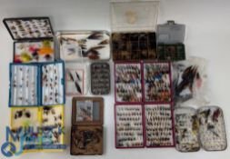 Fly Box Collection, 2 good Fox boxes, a Wheatly fly box, and plastic cases with salmon and trout