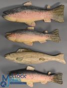 4x Wooden Carved Fish - no apparent maker's details, various sizes from 13