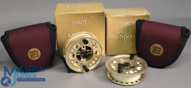 Hardy Gem series 5/6 fly reel and spare spool gold finish rear drag adjuster, little used condition,