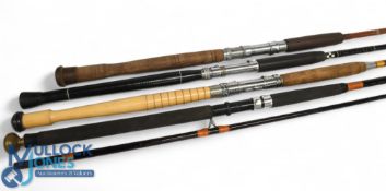 A collection of boat rods, all with no bags, as follows: 3x 6ft solid glass, 1pc. 1x 8ft hollow