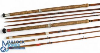Sharpe's Aberdeen Scottie 13ft 6in 3pc split cane salmon fly rod with spliced joints and pegs,