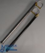 Pair of Hardy vintage alloy Salmon gaffs brass hinged pointed protectors stamped Hardy Bros Ltd,