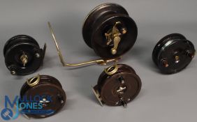 5x Bakelite reels - incl Alvey model 550/81 bakelite and nickel side casting reel 5