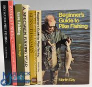 Six Fishing Books - all Hardback - Beginner's Guide to Pike Fishing 1975 Martin Gay, Big Fish From