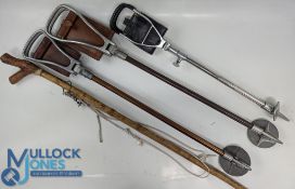 Three Shootings Sticks and a Fishing Wading Staff, shooting sticks one branded by Featherweight, 2