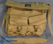 Early Hardy Bros Canvas Fishing tackle bag two internal and external pockets, shoulder strap 15