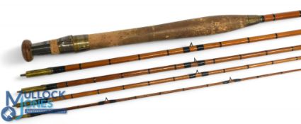 A scarce Alex Hendy & Co Edinburgh (Martini-Henry Rifle) split cane travellers trout fly rod, 9ft