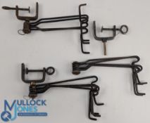 Hardy Hotspur line driers (3) with cast adjustable table clamps, 4x drier arms, brass locking nut