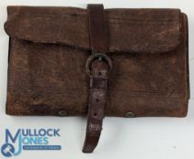 Hardy Bros leather Fly Wallet, retaining its leather buckle strap, an empty wallet in good used