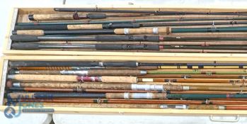 A collection of 13 coarse rods in a fitted hinged case 85