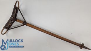 Period Shooting Stick Seat, bamboo style with wicker seat, wooden and bent wood