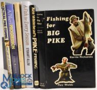 Six Fishing Books - all Hardback - Fishing for Big Pike 1971 Barrie Rickards and Ray Webb, Ken