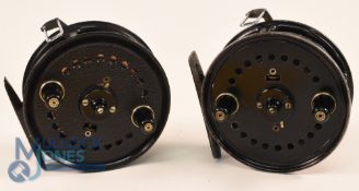 A pair of Allcocks Easicast No 3 alloy bait casting reels - 3 1/2
