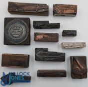 Collection of Fishing Vintage Printing Blocks, from illustrated fishing catalogue, one marked