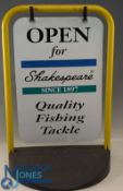Shakespeare fishing tackle shop display sign, double sided swing sign with weighted base - #54cm x