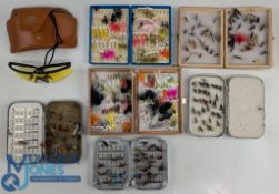 Fly Boxes and Flies selection to incl 3x Wheatley Alloy boxes 2x with folding central leaves, Fox