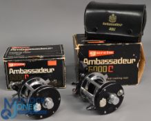 ABU Garcia Ambassadeur multiplying reels (2) includes 6000C model foot stamped 100800 c/w maker's